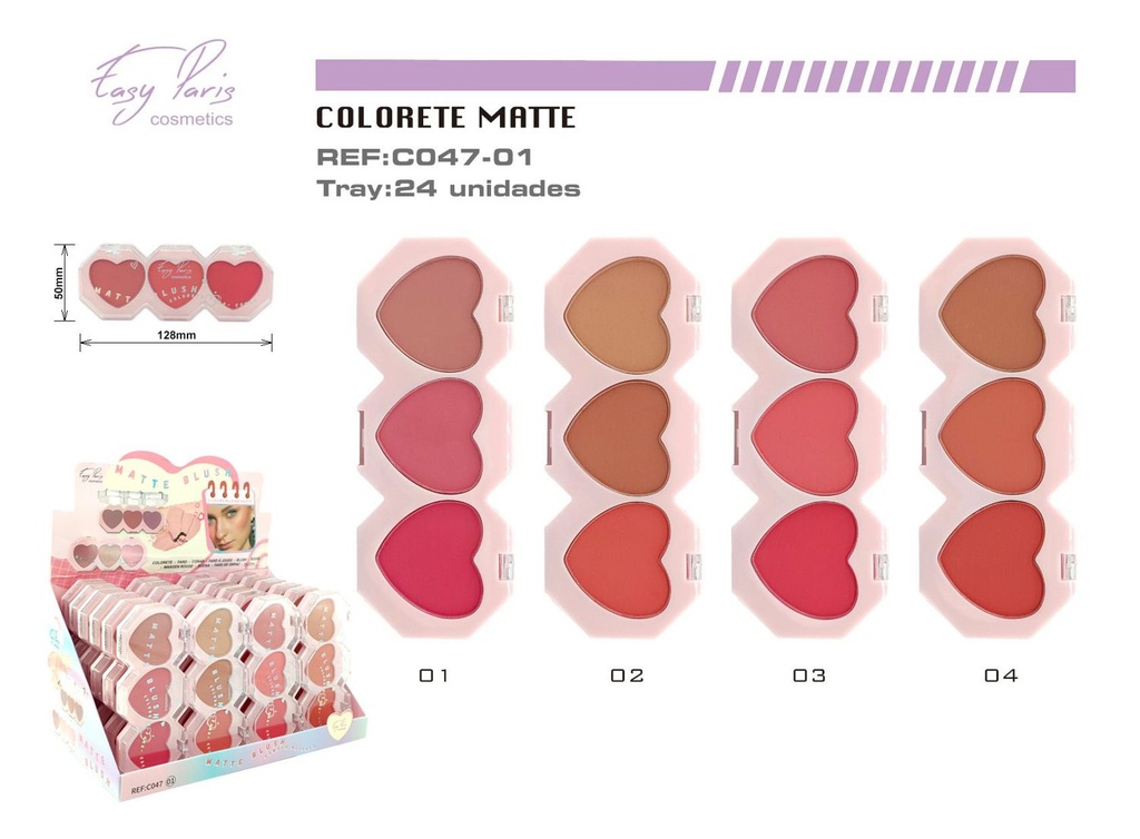 Colorete trío 24 unidades - Cosméticos y maquillaje