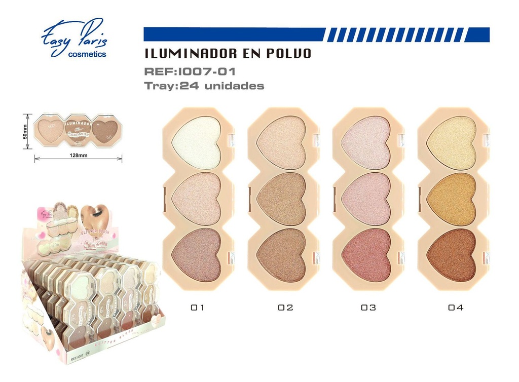 Iluminador de maquillaje en trío 24/u para resaltar el rostro