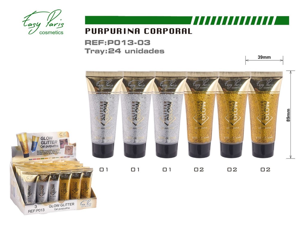 Glitter purpurina en gel 24/u para maquillaje