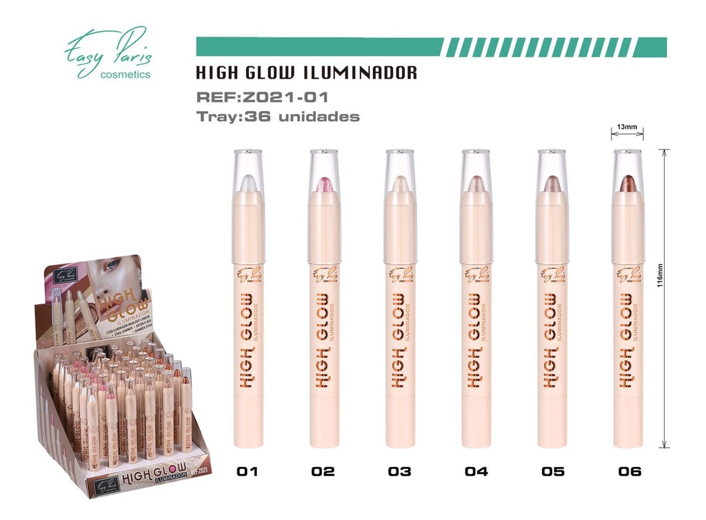 Iluminador High Glow 36/u para maquillaje