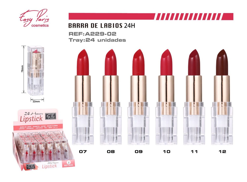 Barra de labios fijo 24h 24/u para maquillaje duradero