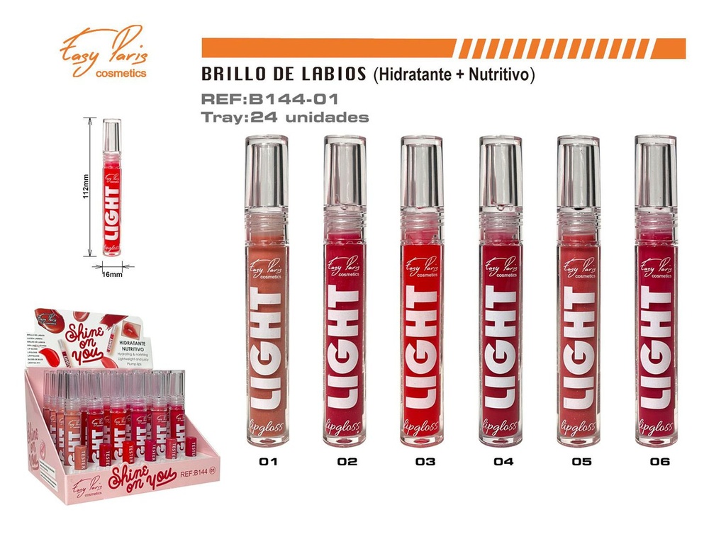 Brillo de labios hidratante 24/u para maquillaje