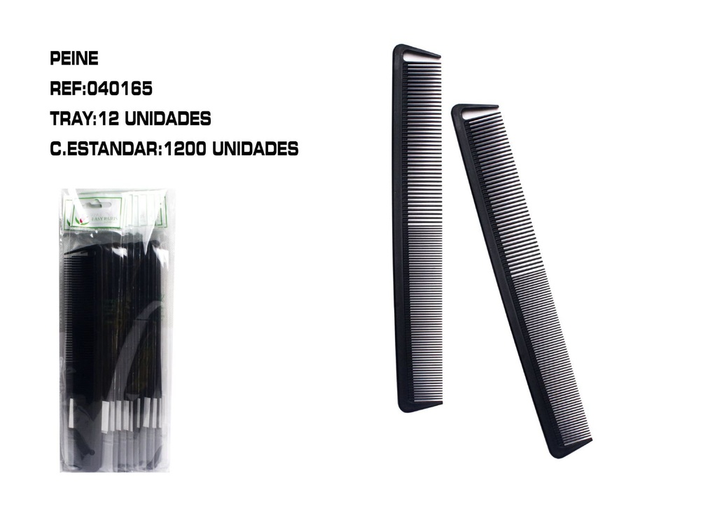 Peine negro 12 pcs - Accesorios para el cabello