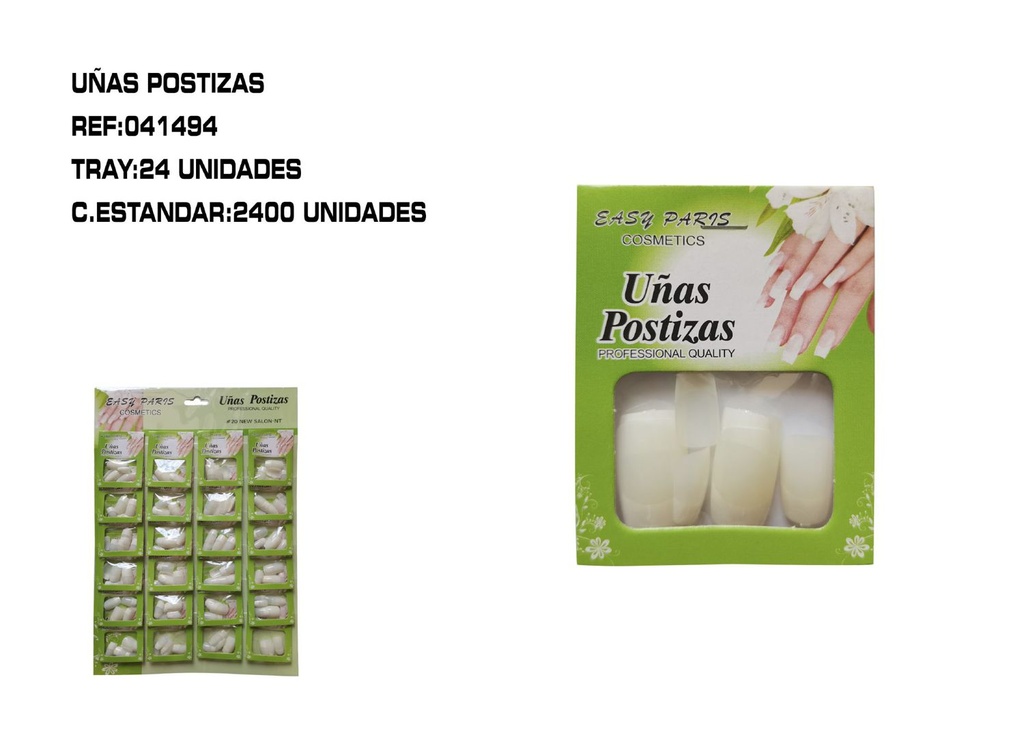 Uñas postizas francesa natural 24/u para manicura