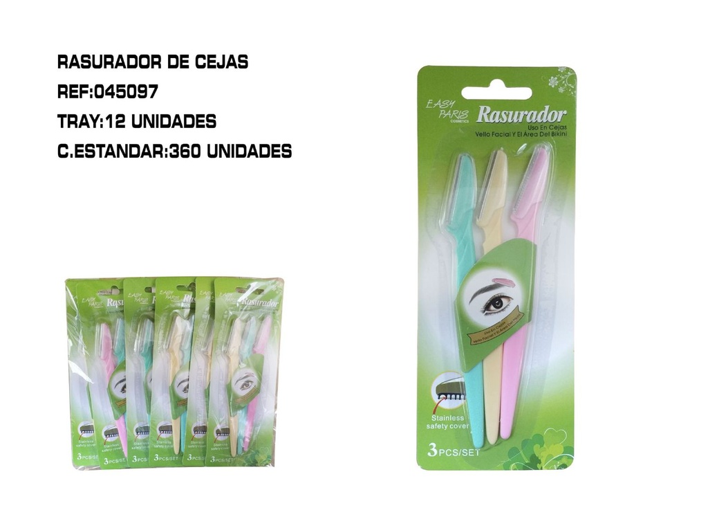 Rasurador de cejas 3 piezas 12/u para maquillaje