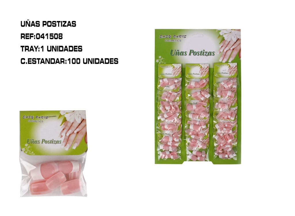 Uñas postizas francesa rosa 24/u para manicura