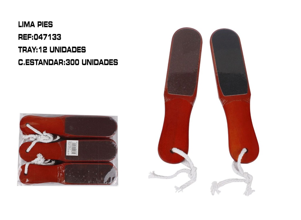Lima de madera para pedicura 26 cm 120/150 12 unidades - Accesorios de uñas