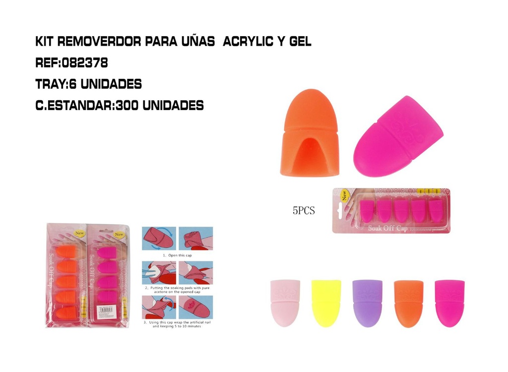 Kit dedal de silicona 6/u para manicura y pedicura