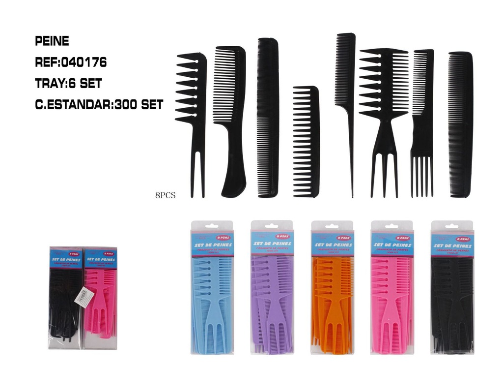 Juego de 8 piezas de peines 6/U - Accesorios para el cabello