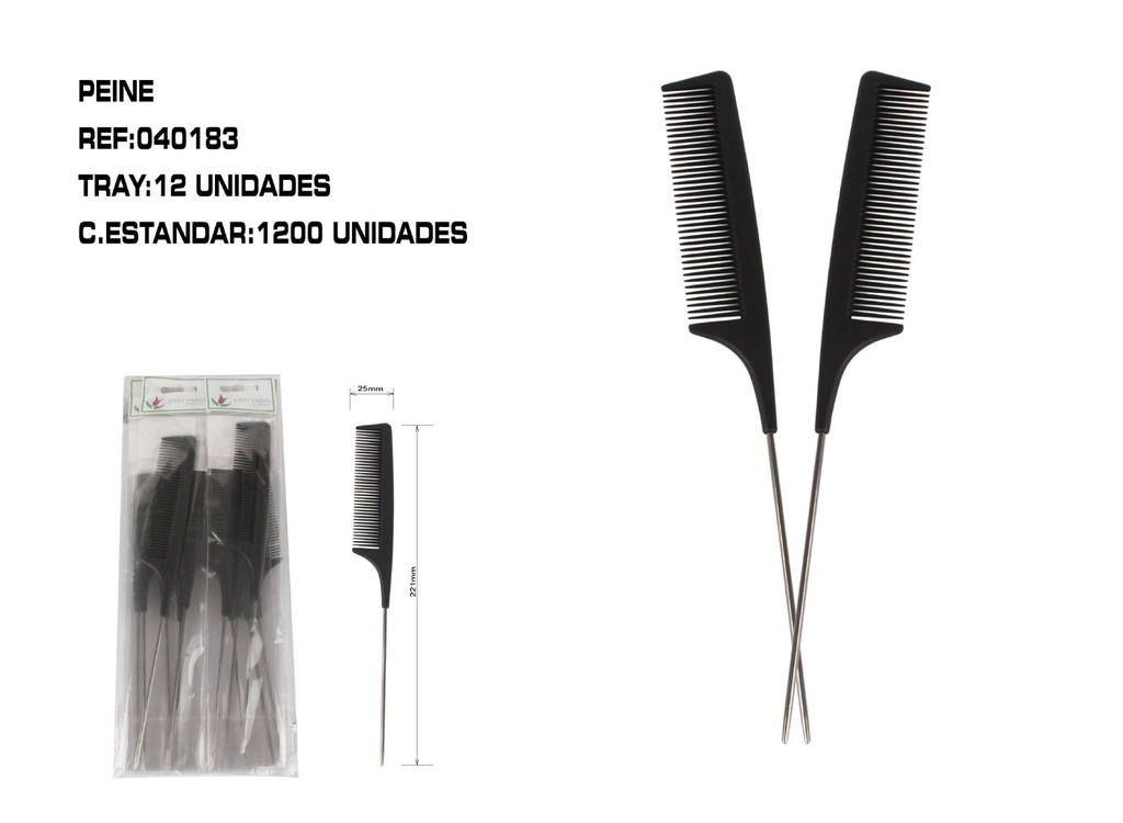 Peine de púas metálico de 23cm (12 unidades) - Accesorios de peinado