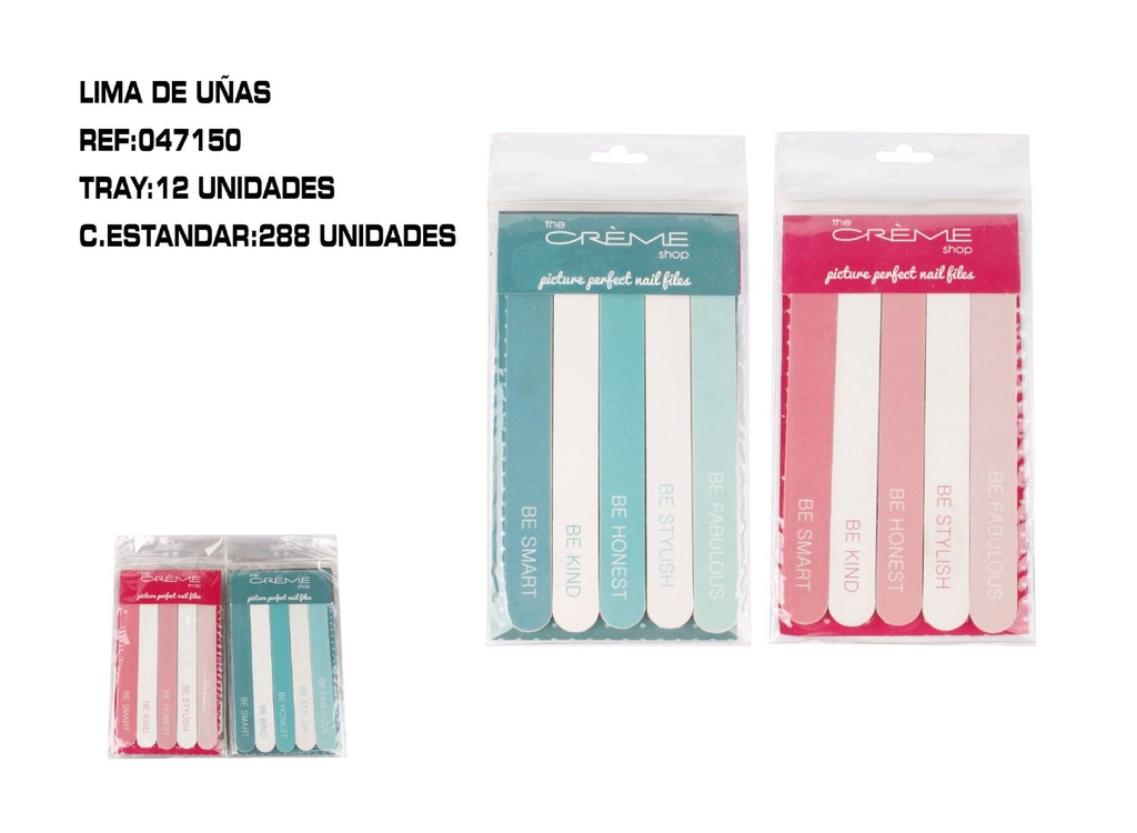 Juego de limas para uñas 12/u 288/c para manicura