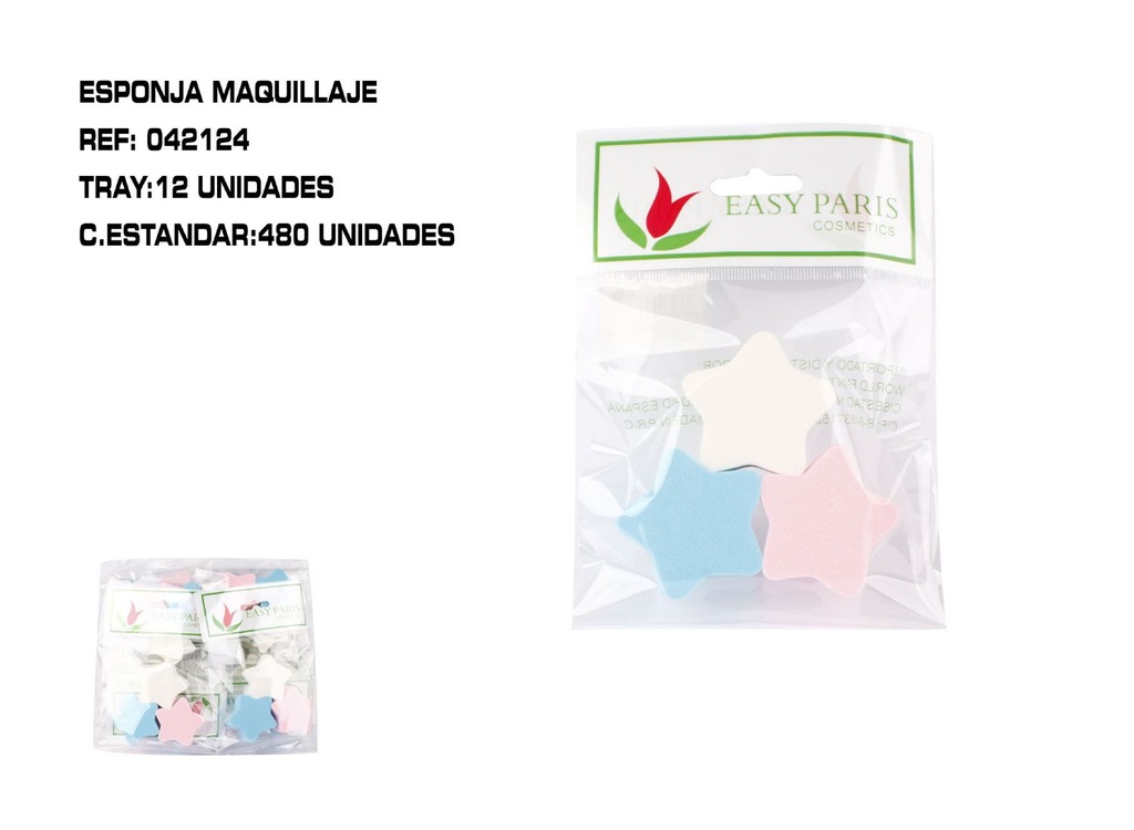 Esponjas de maquillaje en forma de estrella 12/u 3pack