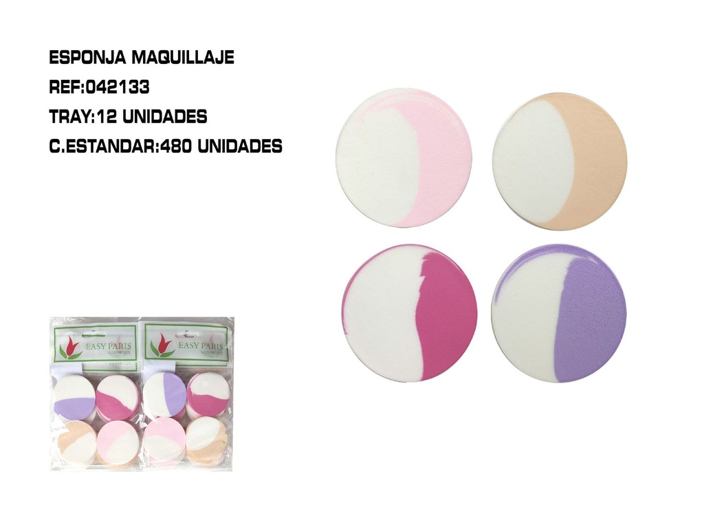 Esponja de maquillaje circular 4pcs para aplicación de cosméticos