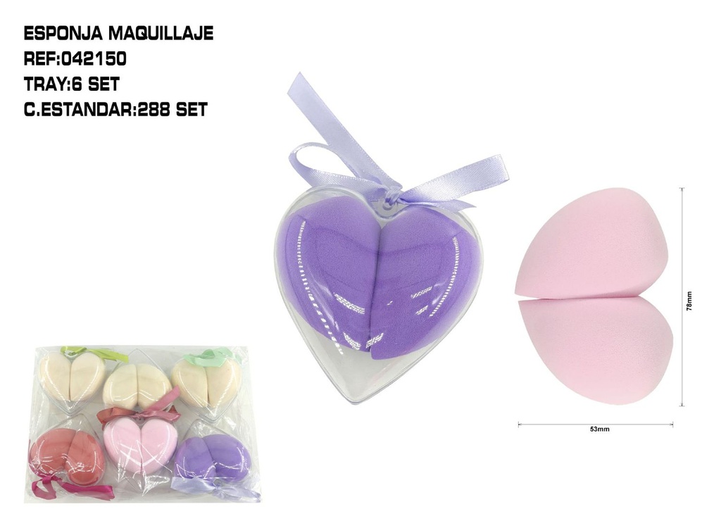 Set de 2 esponjas de maquillaje 6/p para aplicación de cosméticos