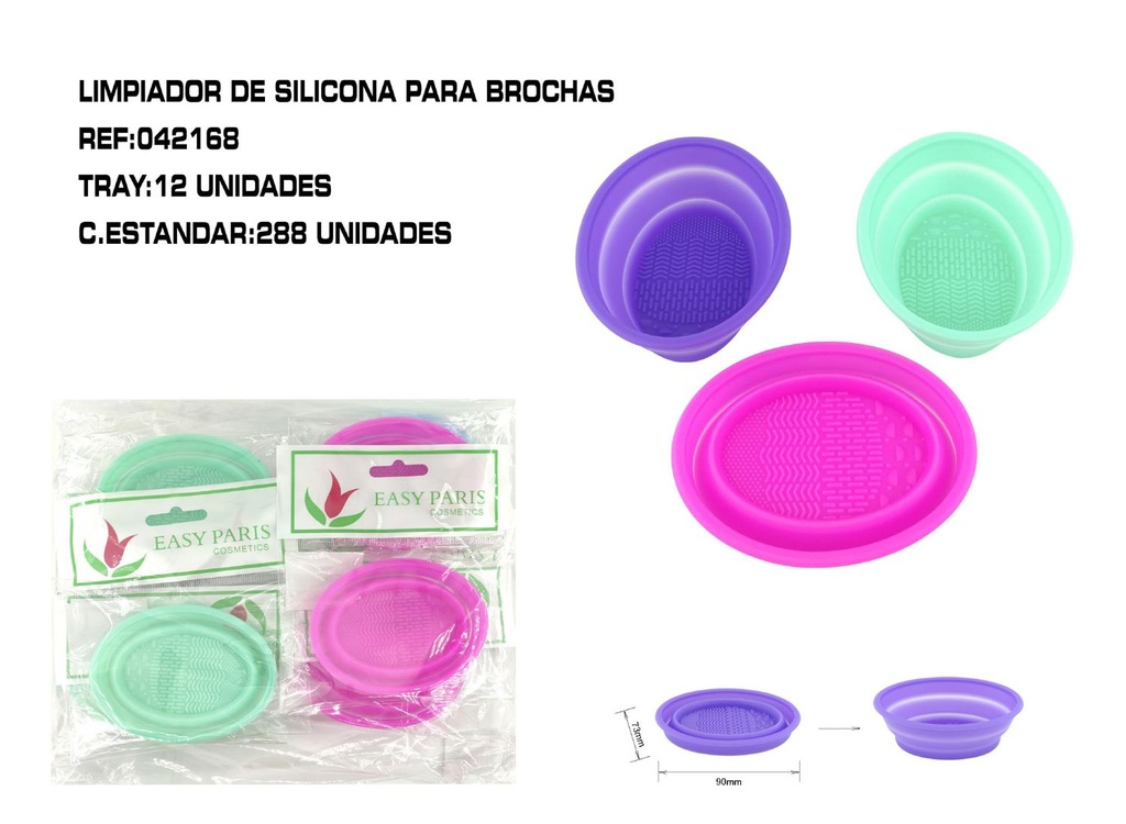 Cuenco de silicona limpia brochas 9x7.3cm 12/u para maquillaje