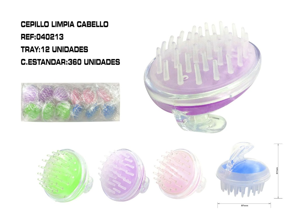 Cepillo de silicona para limpiar cabello 12/u