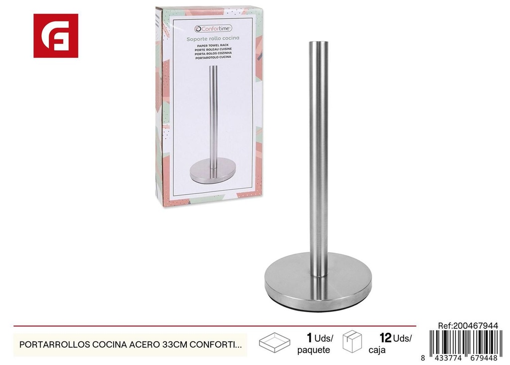 Portarrollos de cocina acero 33cm Confortime