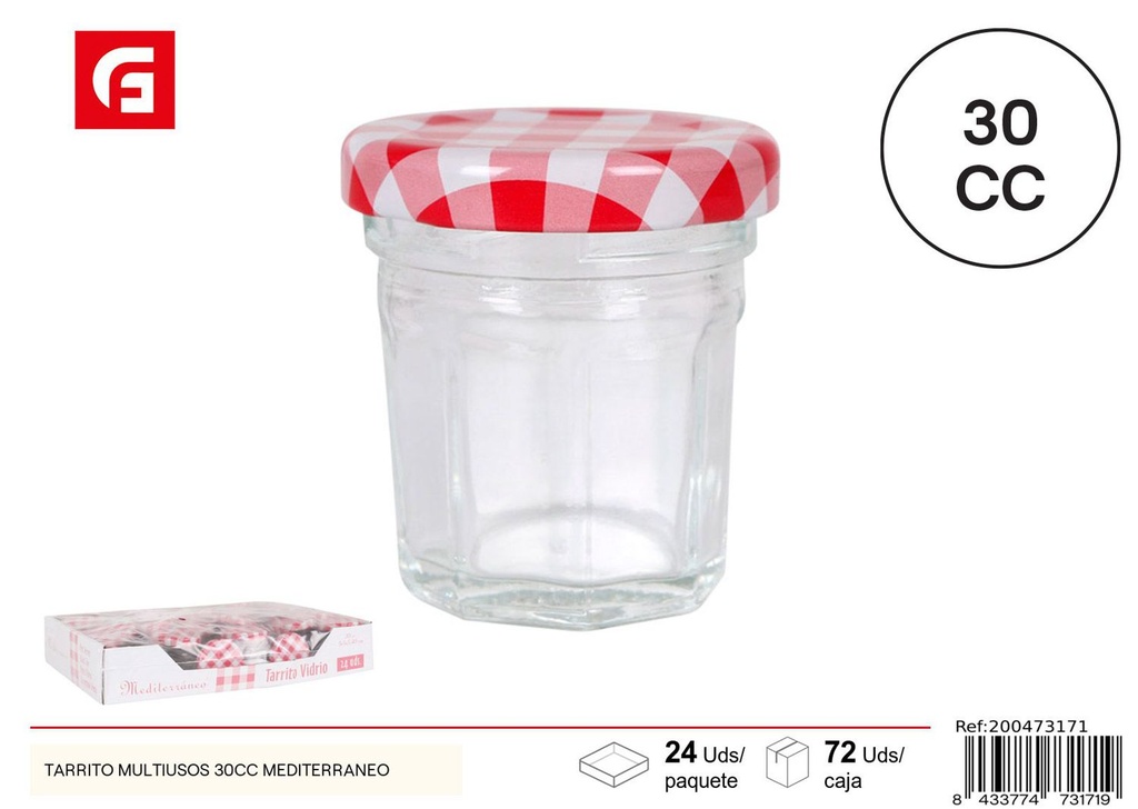 Tarrito multiusos de vidrio 30cc Mediterráneo - Tarro de vidrio