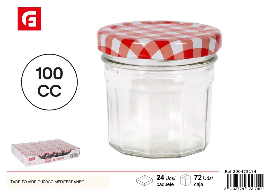 Tarrito de vidrio Mediterráneo 100cc - Envase de cristal para alimentos y conservación