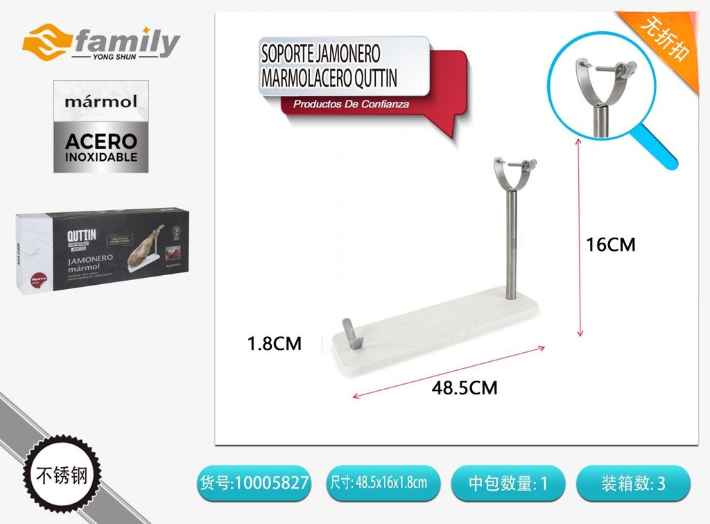 Soporte jamonero de mármol Quttin - Accesorios de cocina