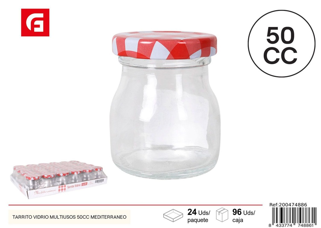 Tarrito de vidrio multiusos 50cc Mediterráneo - Tarro de vidrio