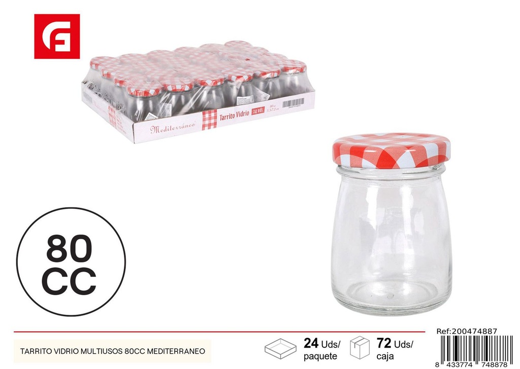 Tarrito de vidrio multiusos 80cc Mediterráneo - Envases y tarros de vidrio