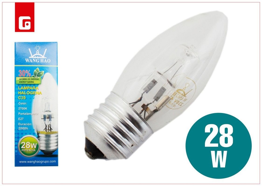 Bombilla halógena de 230V 28W - Iluminación