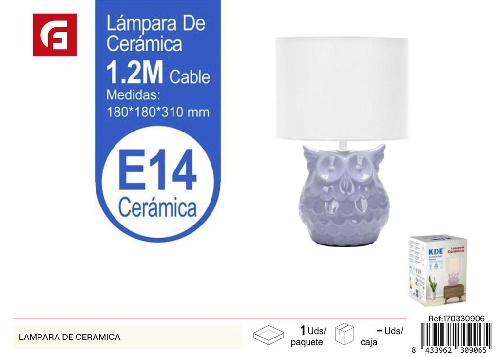 Lámpara de cerámica para decoración