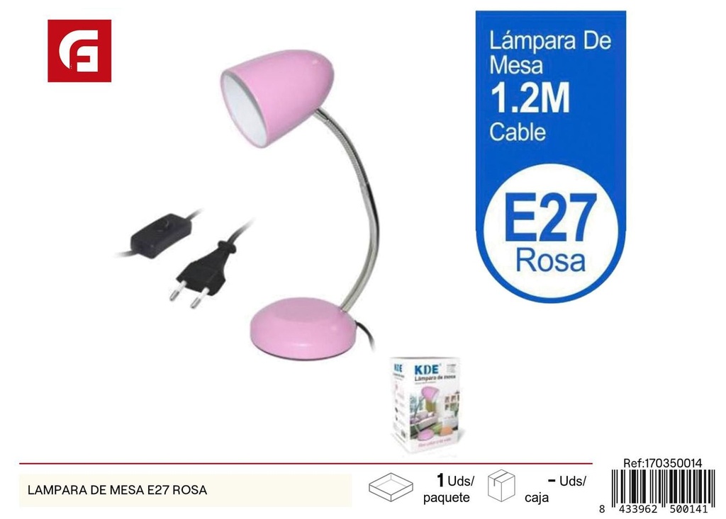 Lámpara de mesa E27 rosa para iluminación