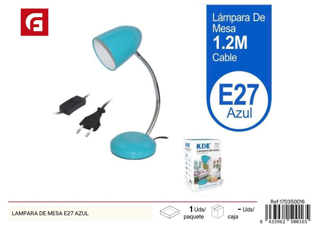 Lámpara de mesa E27 azul