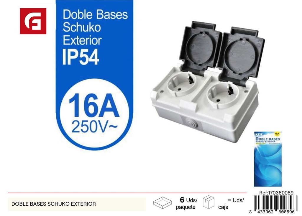 Base doble Schuko para exteriores - Suministros eléctricos
