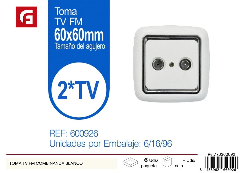 Toma TV FM combinada blanca