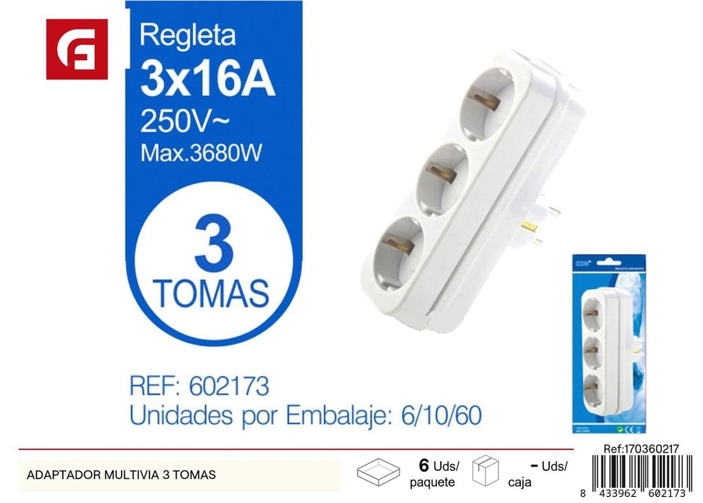 Adaptador múltiple 3 tomas