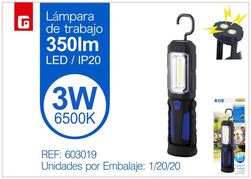 Lámpara de trabajo LED 3W sin cable para iluminación