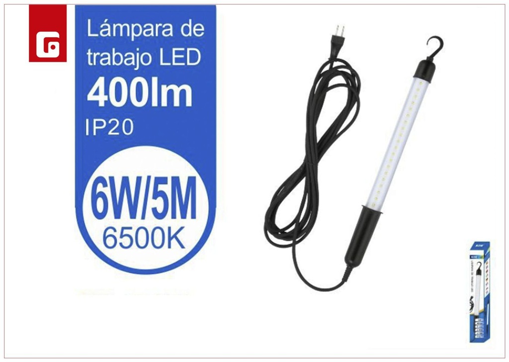 Lámpara de trabajo LED 6W 6500K 5m para talleres