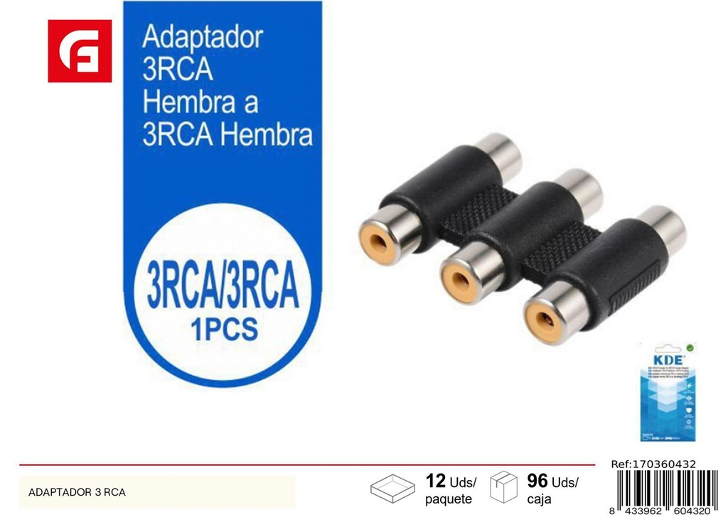 Adaptador de enchufe 3 RCA eléctrico