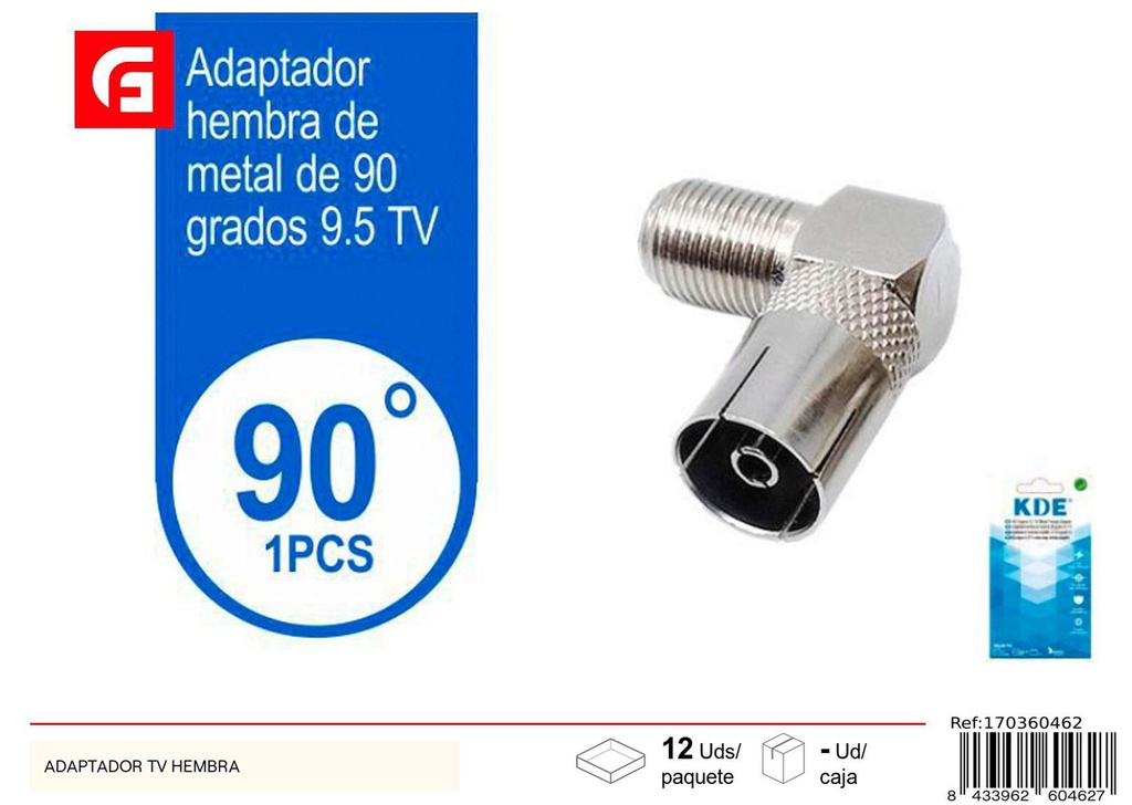 Adaptador TV hembra para conexiones de televisión