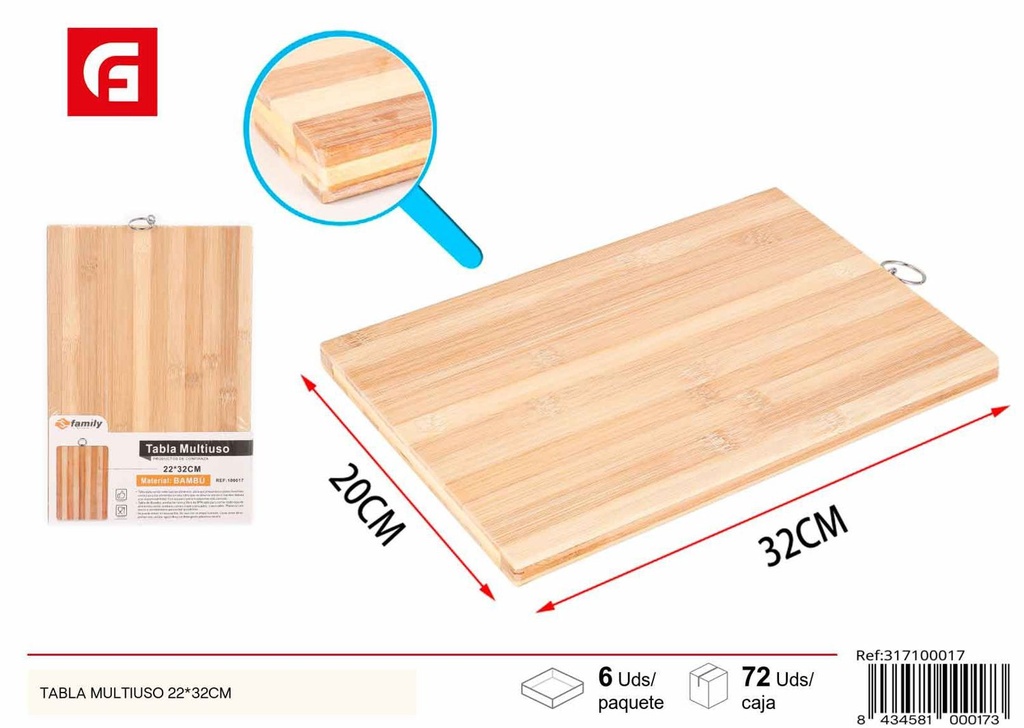 Tabla multiuso 22x32 cm de bambú (versión en inglés) - Utensilios de cocina