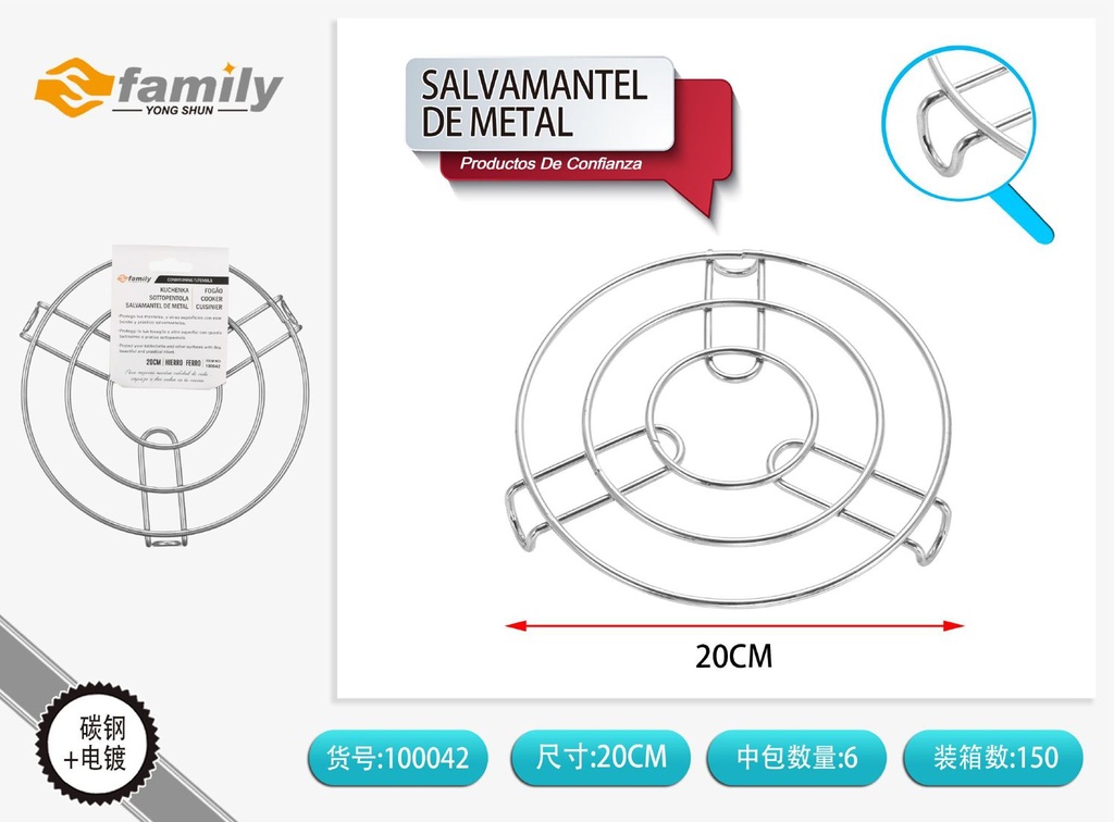 Salvamantel de metal 20cm para protección de mesas