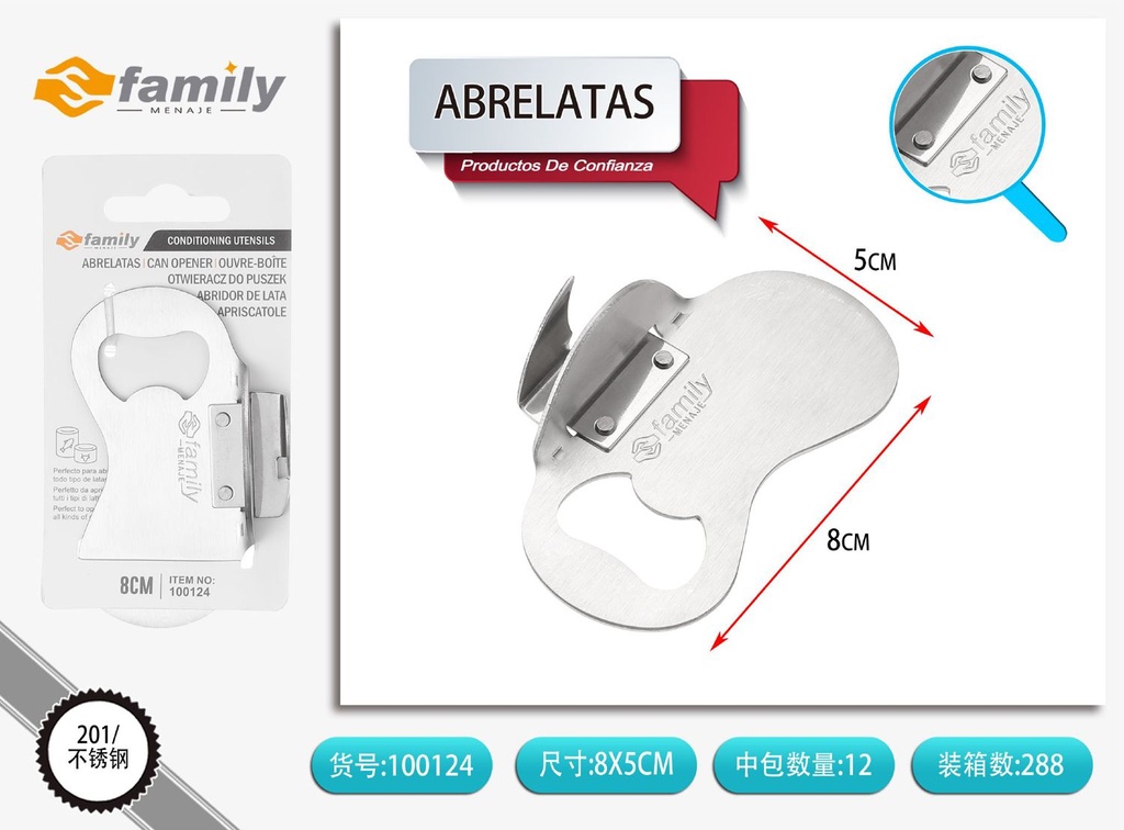 Abrelatas de acero inoxidable