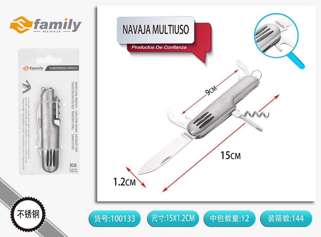 Navaja multiusos K5005G11 para camping y actividades al aire libre