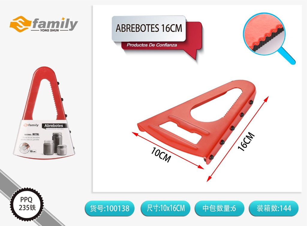 Abrebotes de acero inoxidable 16cm