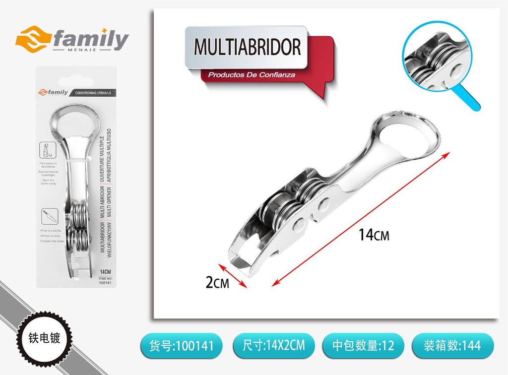 Abridor multifuncional 14cm - Utensilios de cocina