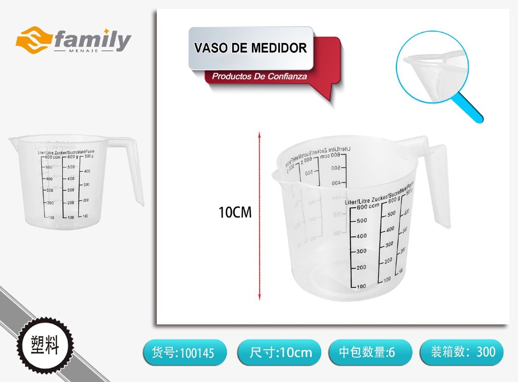 Vaso medidor 600ml para cocina