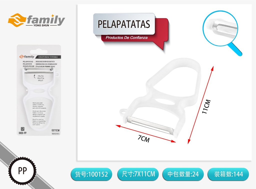 Pelapatatas multifuncional 8x10cm para cocina