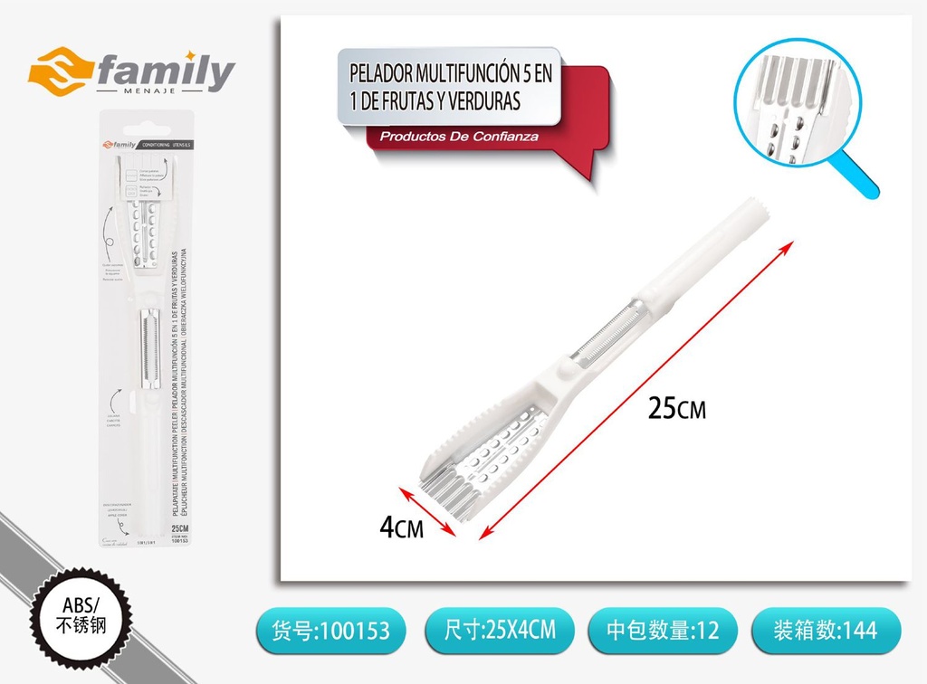Pelador multifunción 5 en 1 para frutas y verduras