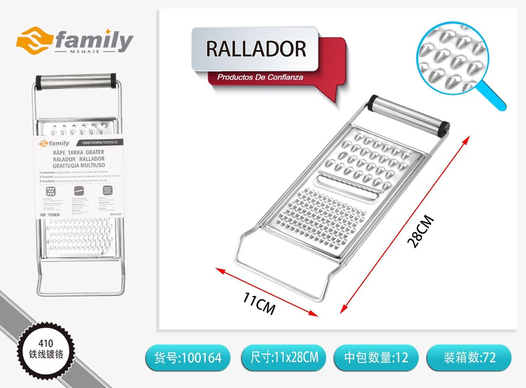 Rallador multifuncional con mango de acero