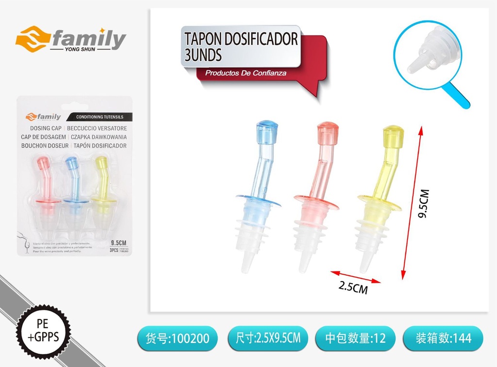 Tapon dosificador 3uds para botellas