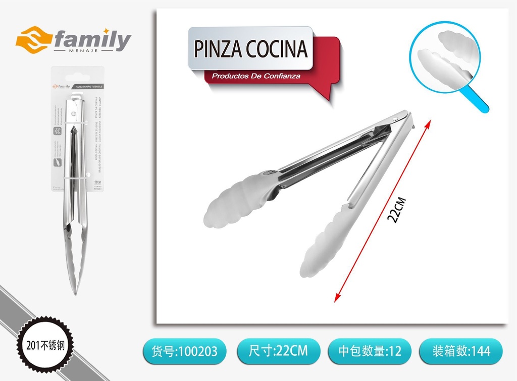 Pinza de cocina completamente de acero 22.8cm - Herramientas de cocina