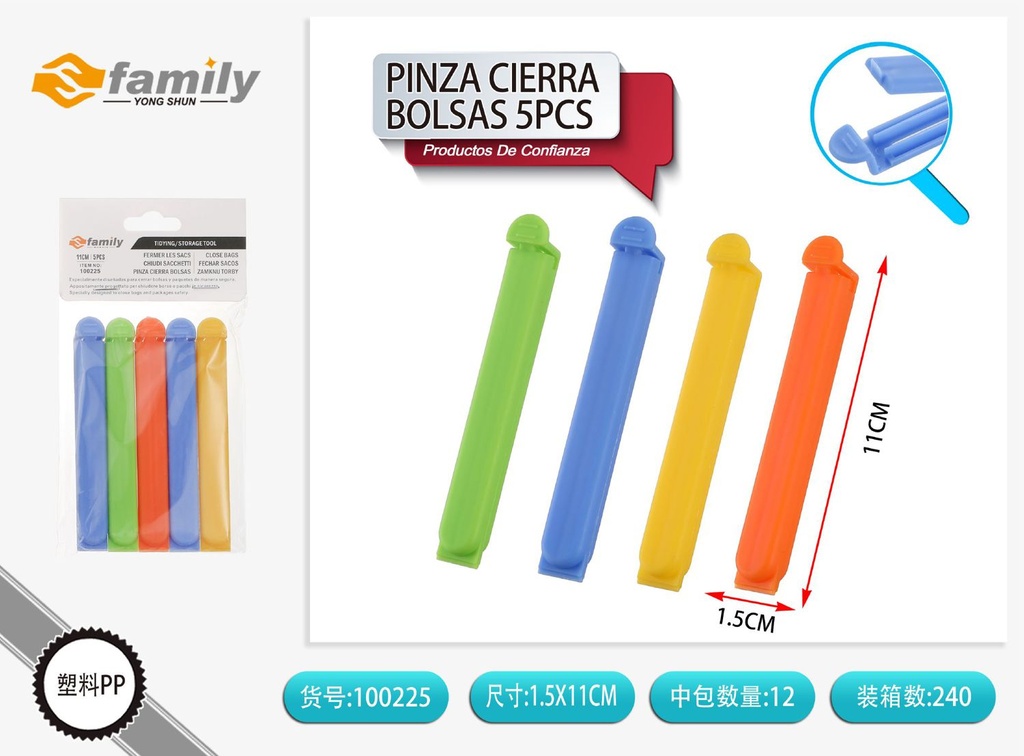 Pinza de cierre de bolsas 5 pcs - Accesorios de cocina